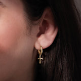 Graceful Cross Hoop Earrings