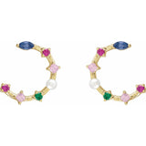 Gleaming Gemstone Pearl Earrings
