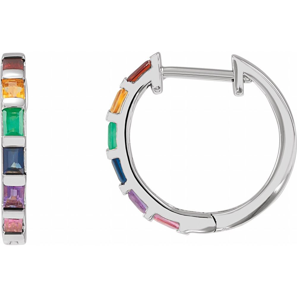 Rainbow Cascade Hoop Earrings