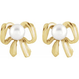 Elegant Pearl Bow Earrings