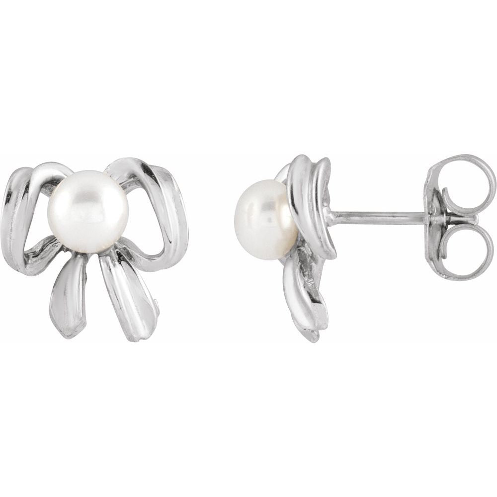 Elegant Pearl Bow Earrings