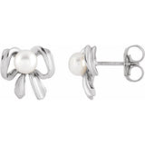 Elegant Pearl Bow Earrings
